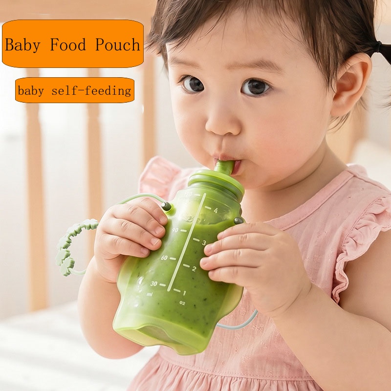 Baby Food Pouches 1 Year Old - BPA Free Silicone Fruit Puree Food