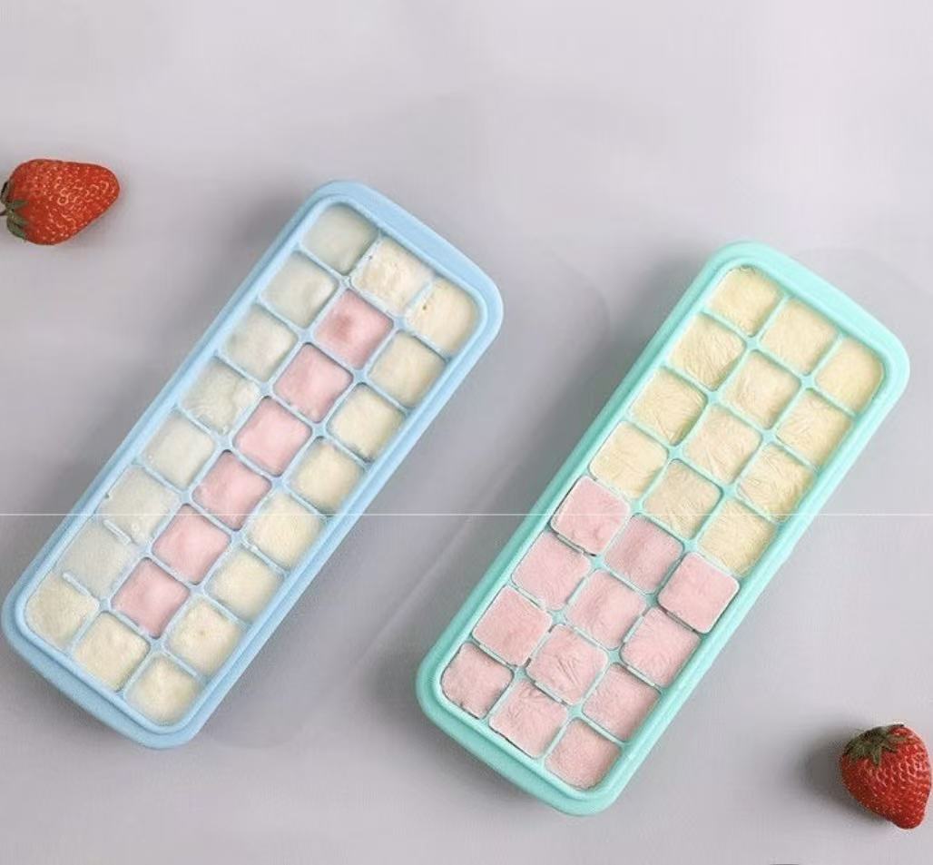 Freezer Tray Baby - Silicone Ice Cubes Tray with Lid