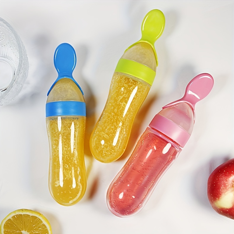Baby Food Utensils - Baby Feeding Silicone Bottle with Spoon,