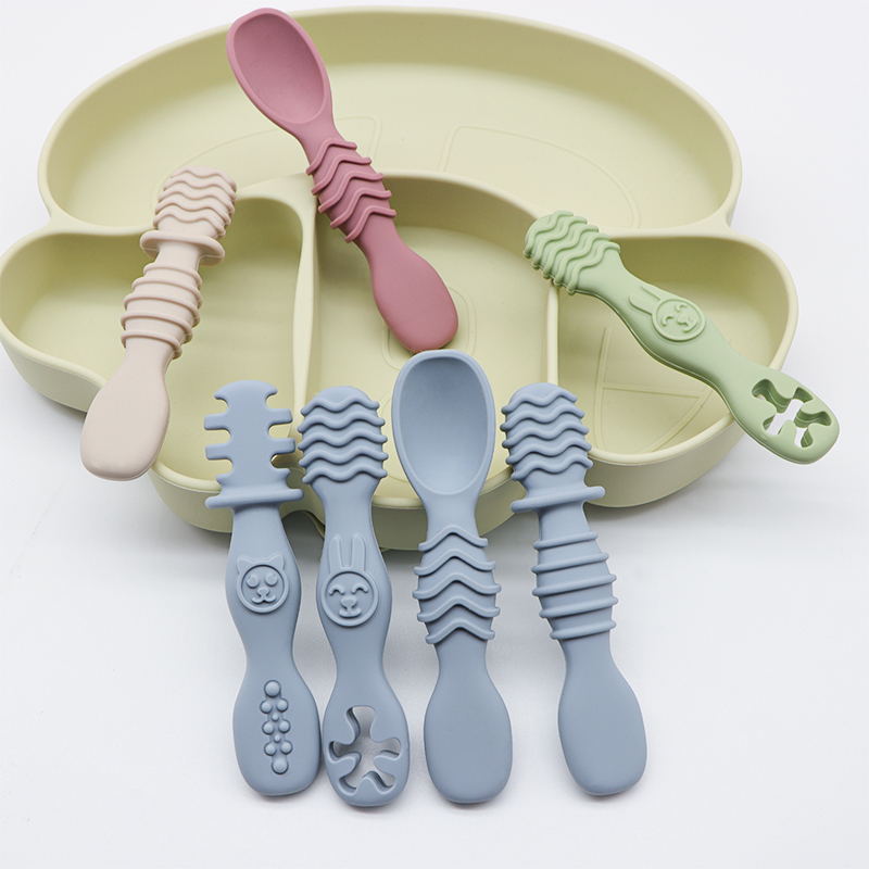Baby Food For 7 Month Old - 4pcs silicone baby food spoon, training