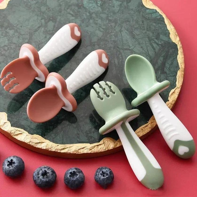 Baby Spoon Fork Silicone Child - Baby Food Utensils ulasan dan harga