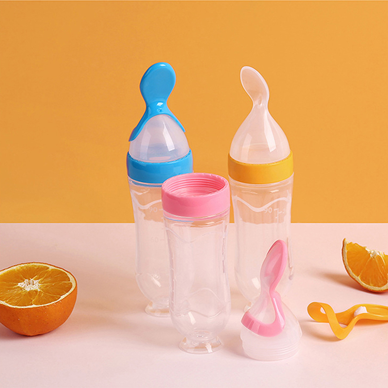 Squeezing Feeding Bottle Silic - Baby Food Newborn ulasan dan harga