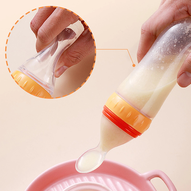 Squeezing Feeding Bottle Silic - Baby Food Newborn ulasan dan harga