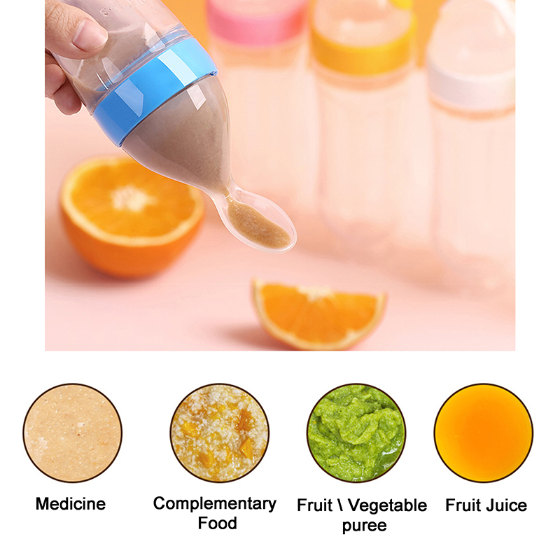 Squeezing Feeding Bottle Silic - Baby Food Newborn ulasan dan harga