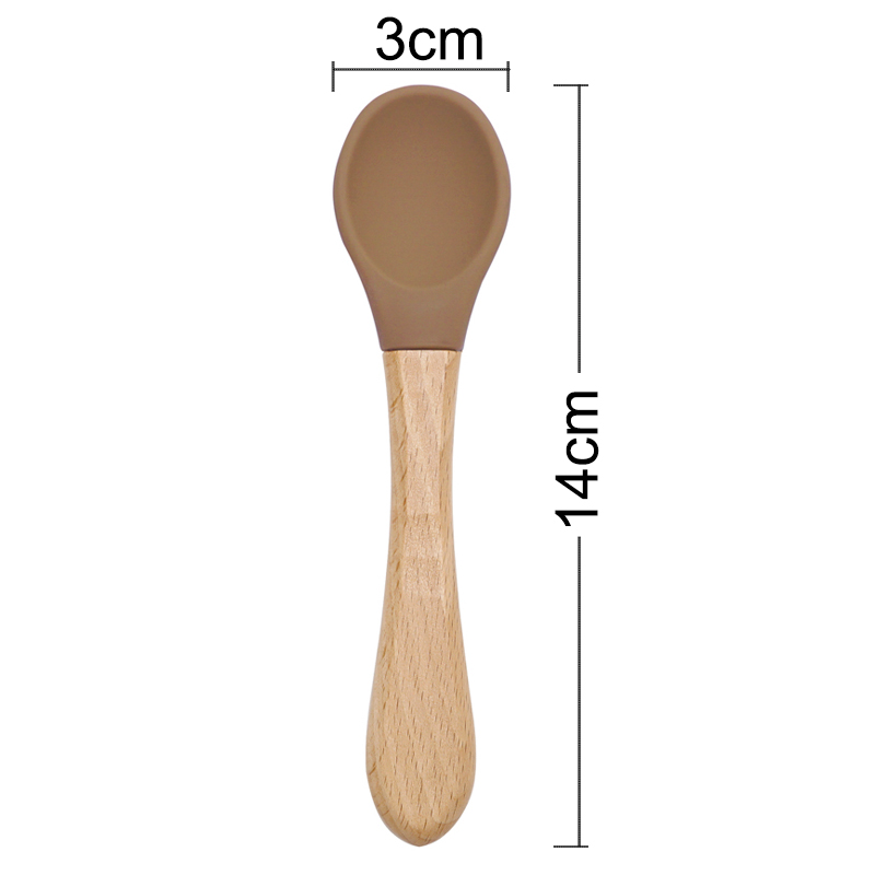 Feeding Wooden Handle Silicone - Baby Food Utensils ulasan dan harga